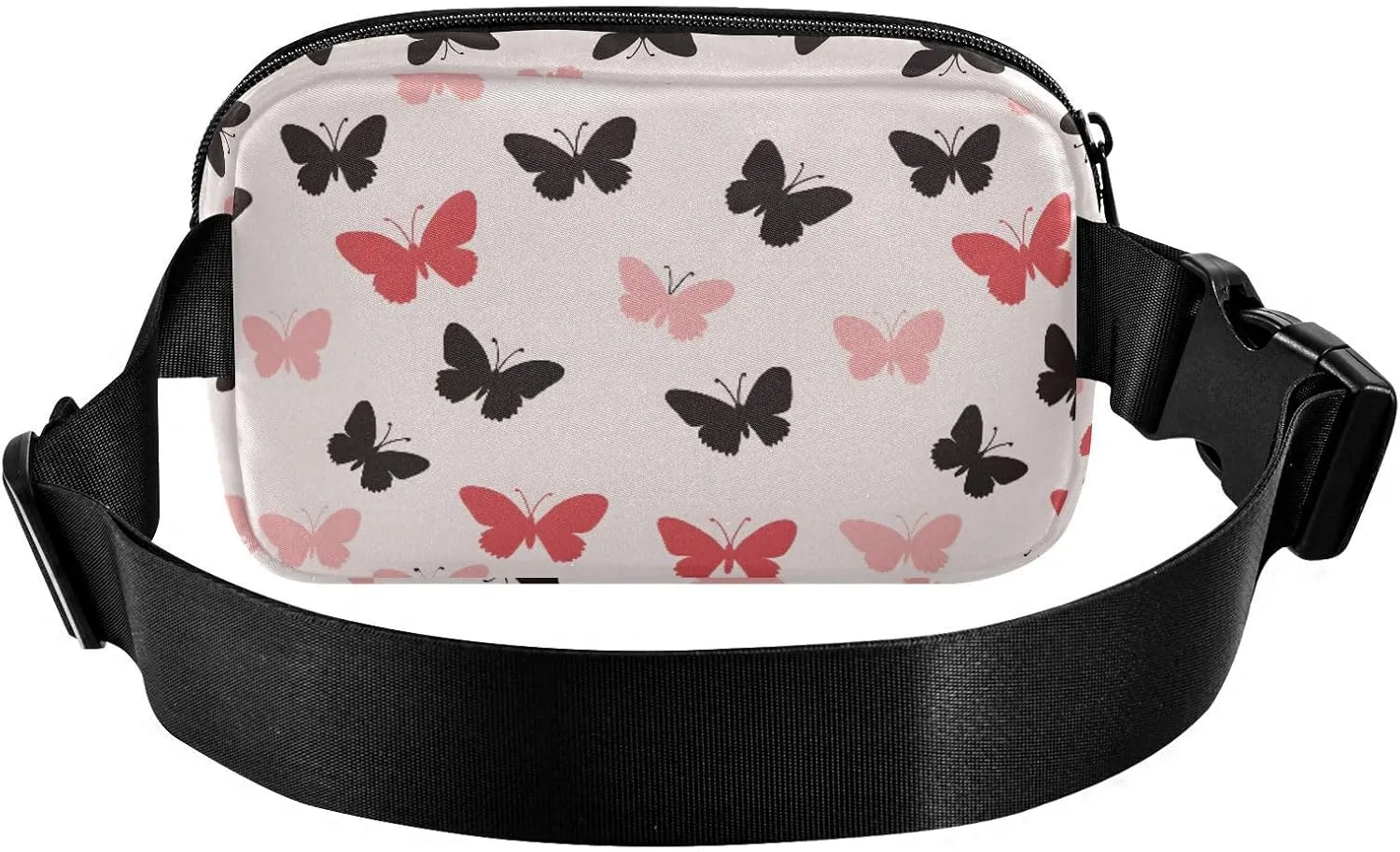 Fashion Waist Pack Crossbody Bags for Women Men with Adjustable Strap, Red Black Butterfly Crossbody Fanny Packs Mini Chest Belt Bag for Run Travel Outdoor Cycling Hiking