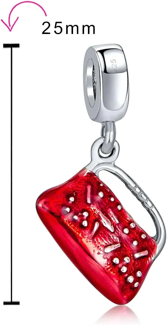Fashionista Charm Set - Black Evening Dress Purse, Shopping Bag,Crystal Ladies High Heel Shoe Stiletto Dangle Charm Bead For Women Teens .925 Sterling Silver Fits European Bracelet