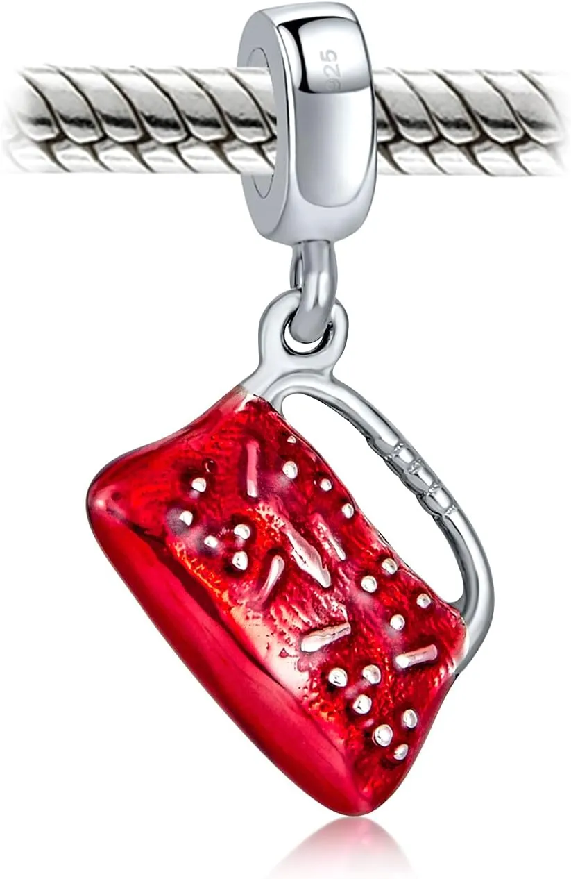 Fashionista Charm Set - Black Evening Dress Purse, Shopping Bag,Crystal Ladies High Heel Shoe Stiletto Dangle Charm Bead For Women Teens .925 Sterling Silver Fits European Bracelet
