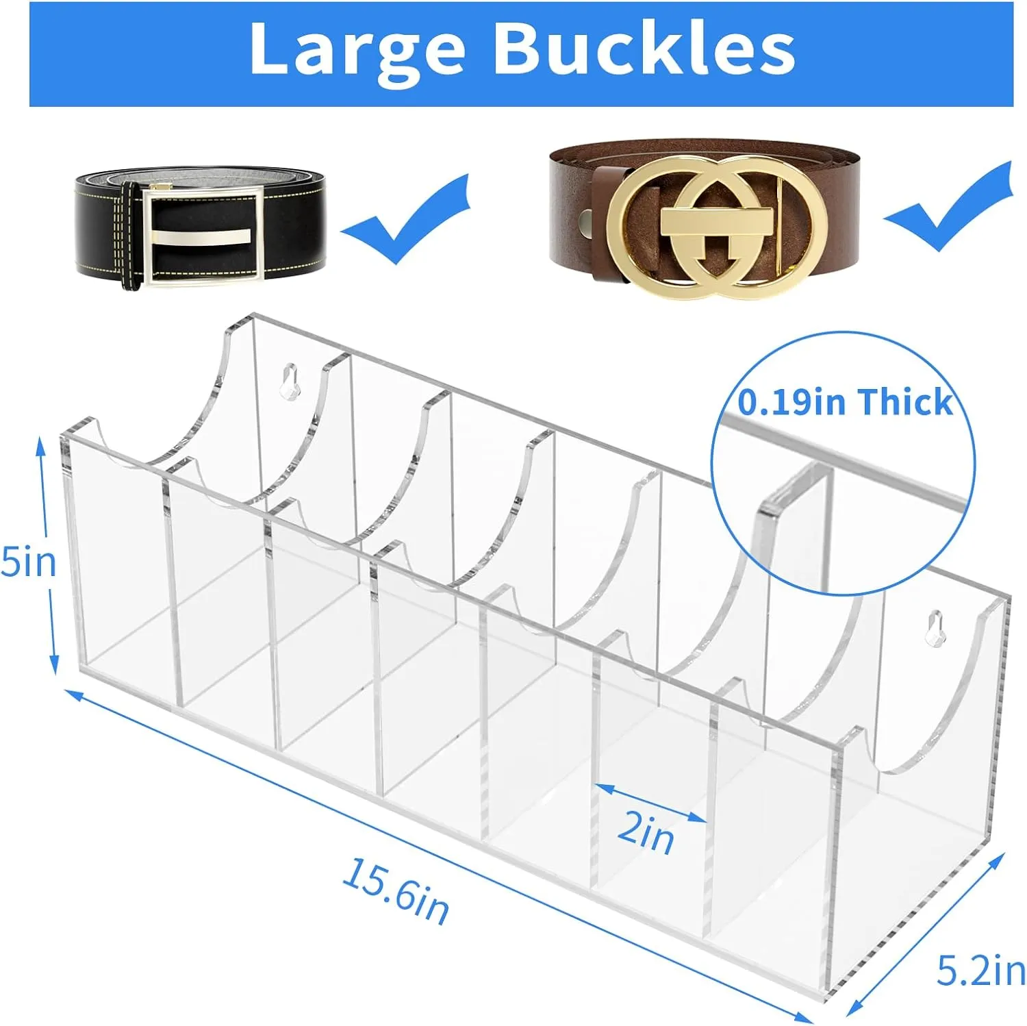 FEMELI Belt Organizer, Acrylic Display Case with 4 grids Storage Holder for Watches, Jewelry, Makeup, Bracelets, Rings,Toys Accessories (7)