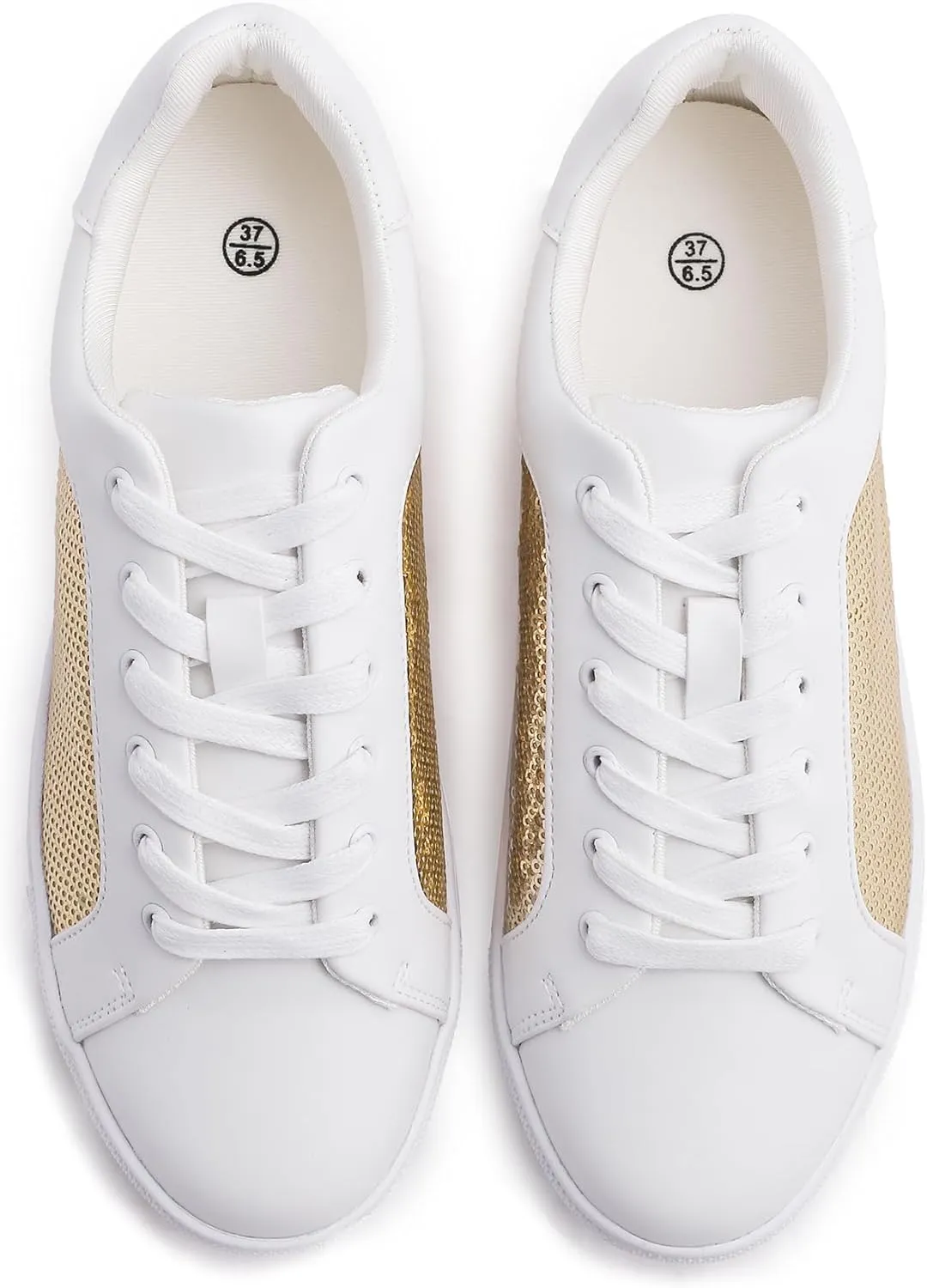FEVERSOLE Women's Fashion Sparkle Sequin Embellished Sneaker Party Holiday Casual Shoes