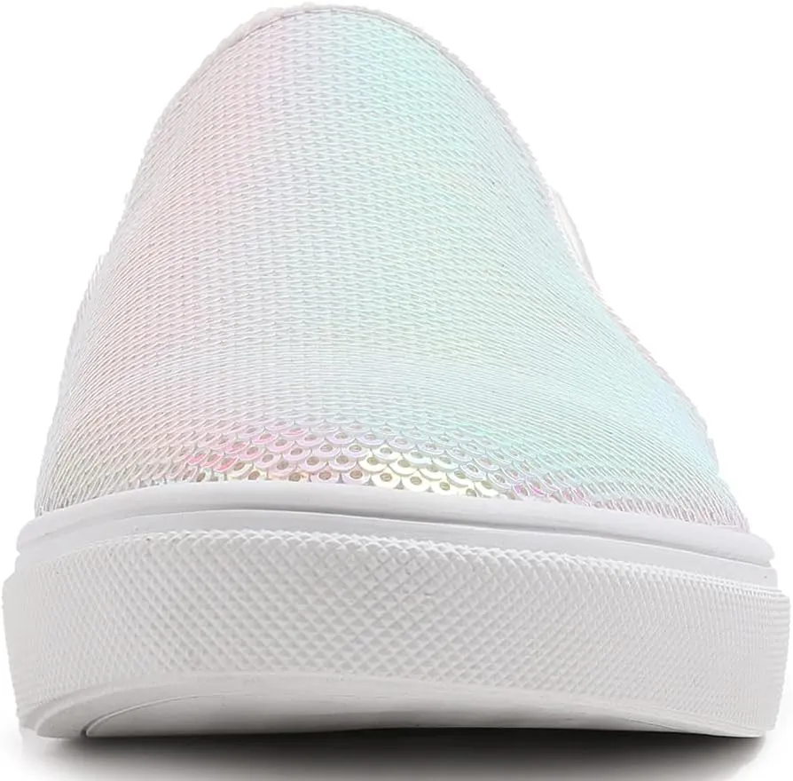 FEVERSOLE Women's Fashion Sparkle Sequin Embellished Sneaker Party Holiday Casual Shoes