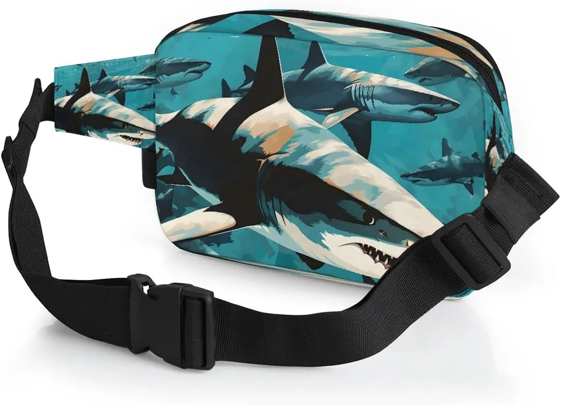 Fiercely Shark Crossbody Bags for Women Trendy Waterproof Fanny Pack with Adjustable Strap Fanny Pack for Travel Shopping Running and Daily Use