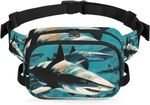 Fiercely Shark Crossbody Bags for Women Trendy Waterproof Fanny Pack with Adjustable Strap Fanny Pack for Travel Shopping Running and Daily Use