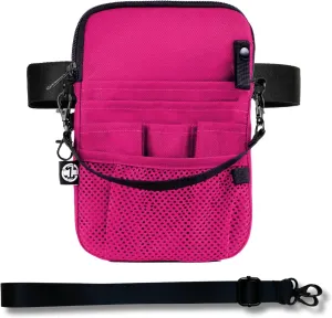 First Lifesaver 4-in-1 Nurse Fanny Pack with Medical Gear Pockets, Tape Holder, and Utility Storage for Stethoscopes, Bandage Scissors, and Emergency Supplies, Student and Nurse Use (Pink)