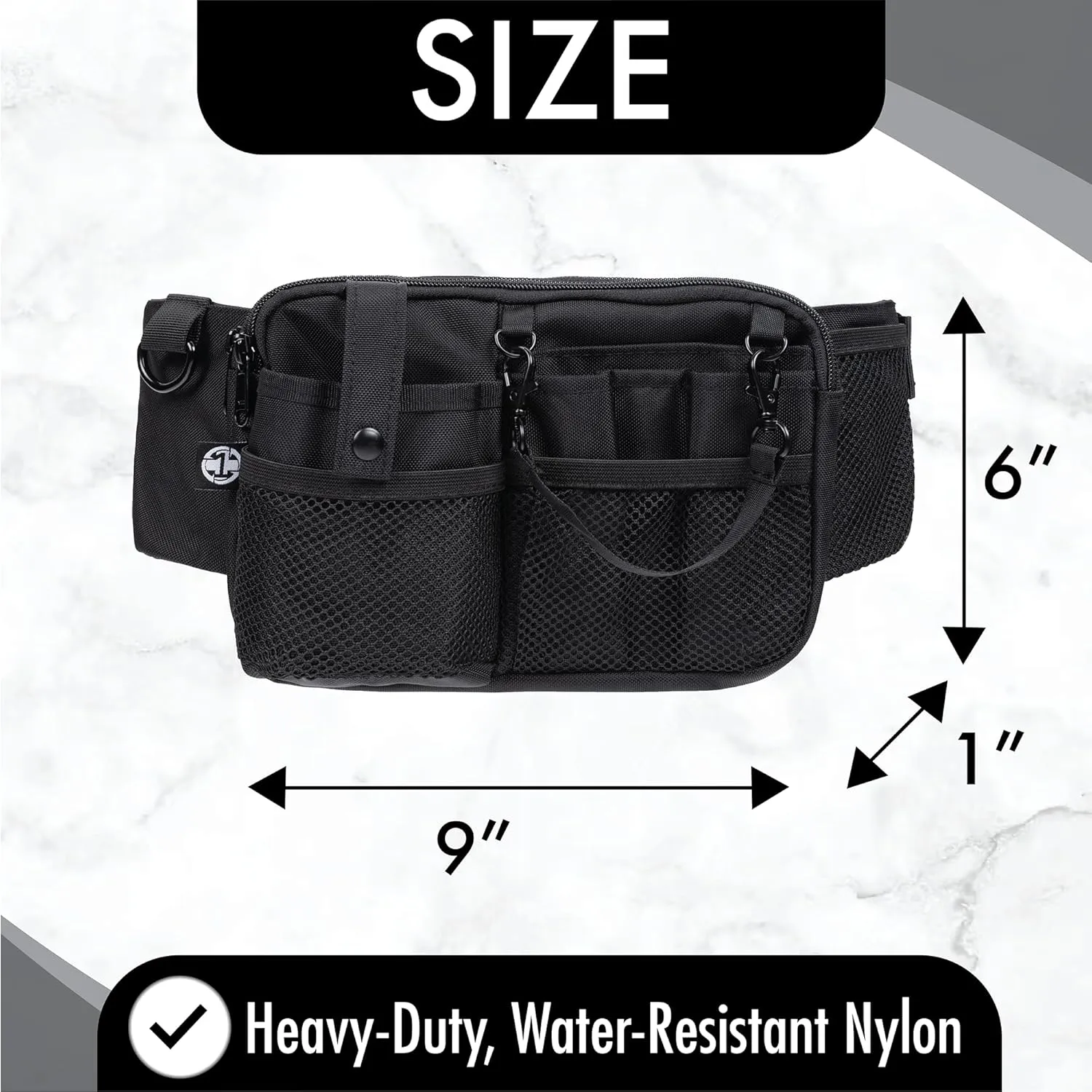 First Lifesaver Nurse Fanny Pack with Multi-Compartment and Tape Holder For Nurses and Nursing Students (Black)