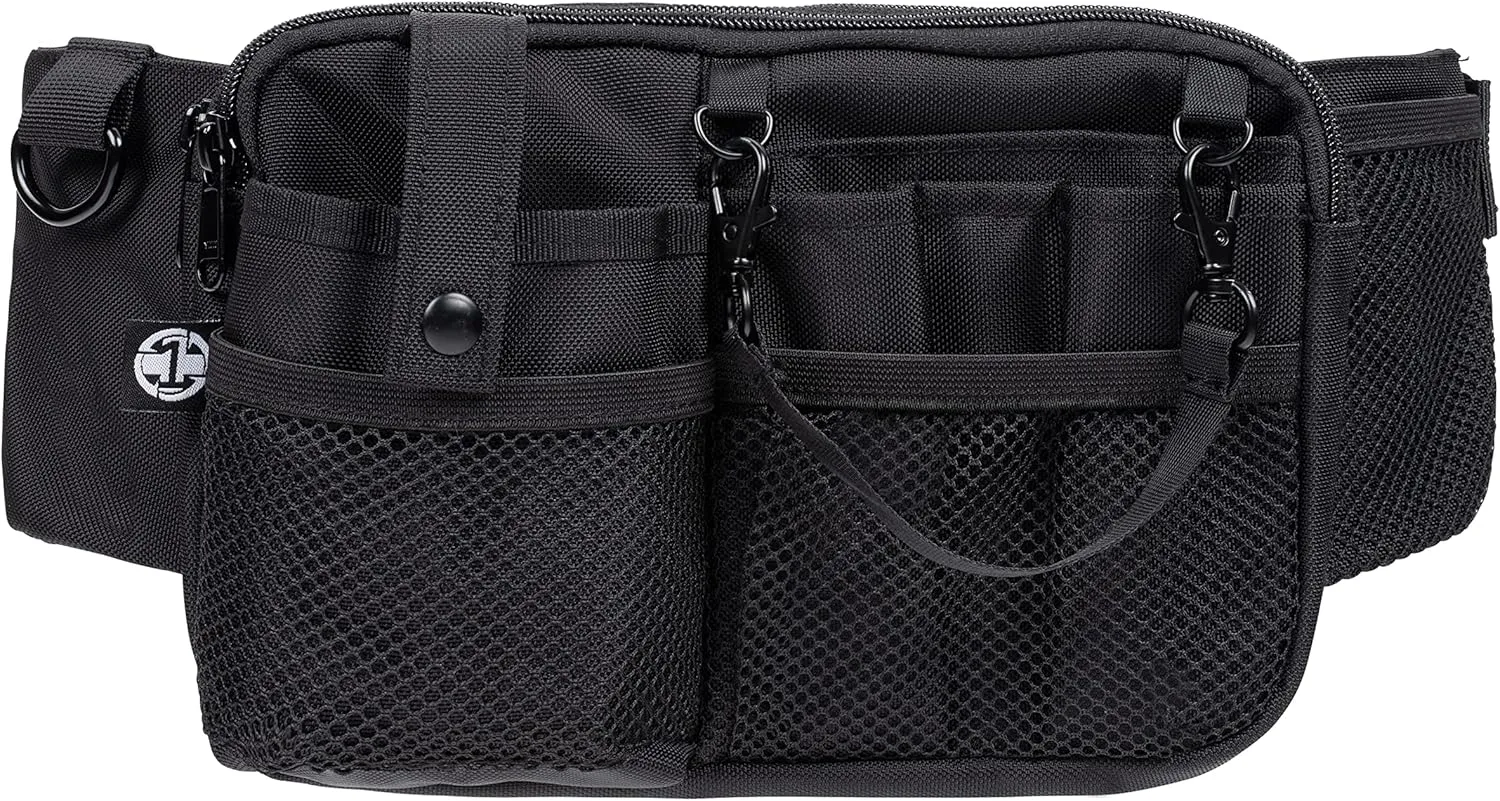 First Lifesaver Nurse Fanny Pack with Multi-Compartment and Tape Holder For Nurses and Nursing Students (Black)
