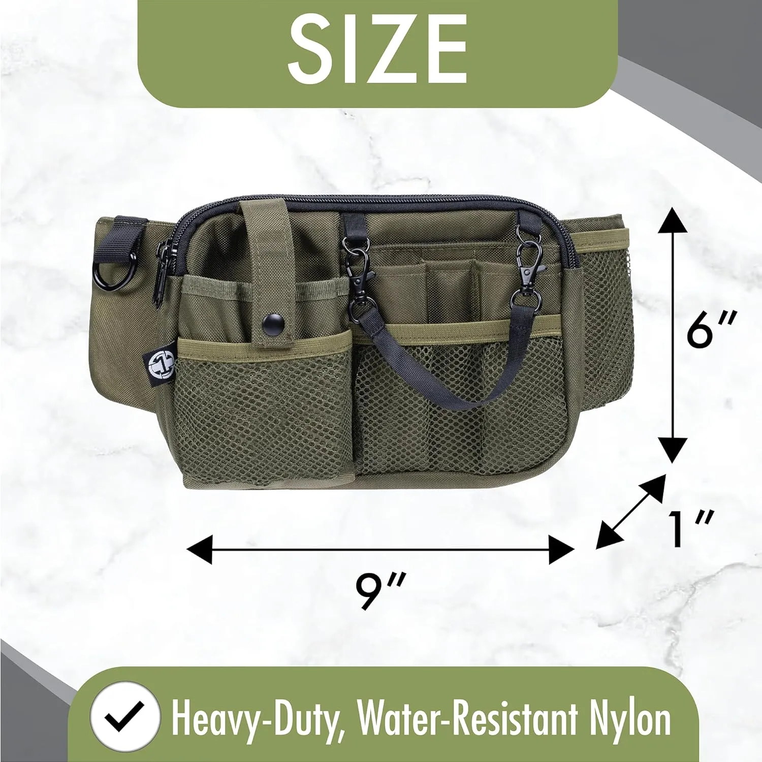 First Lifesaver Nurse Fanny Pack with Multi-Compartment and Tape Holder For Nurses and Nursing Students (Moss)