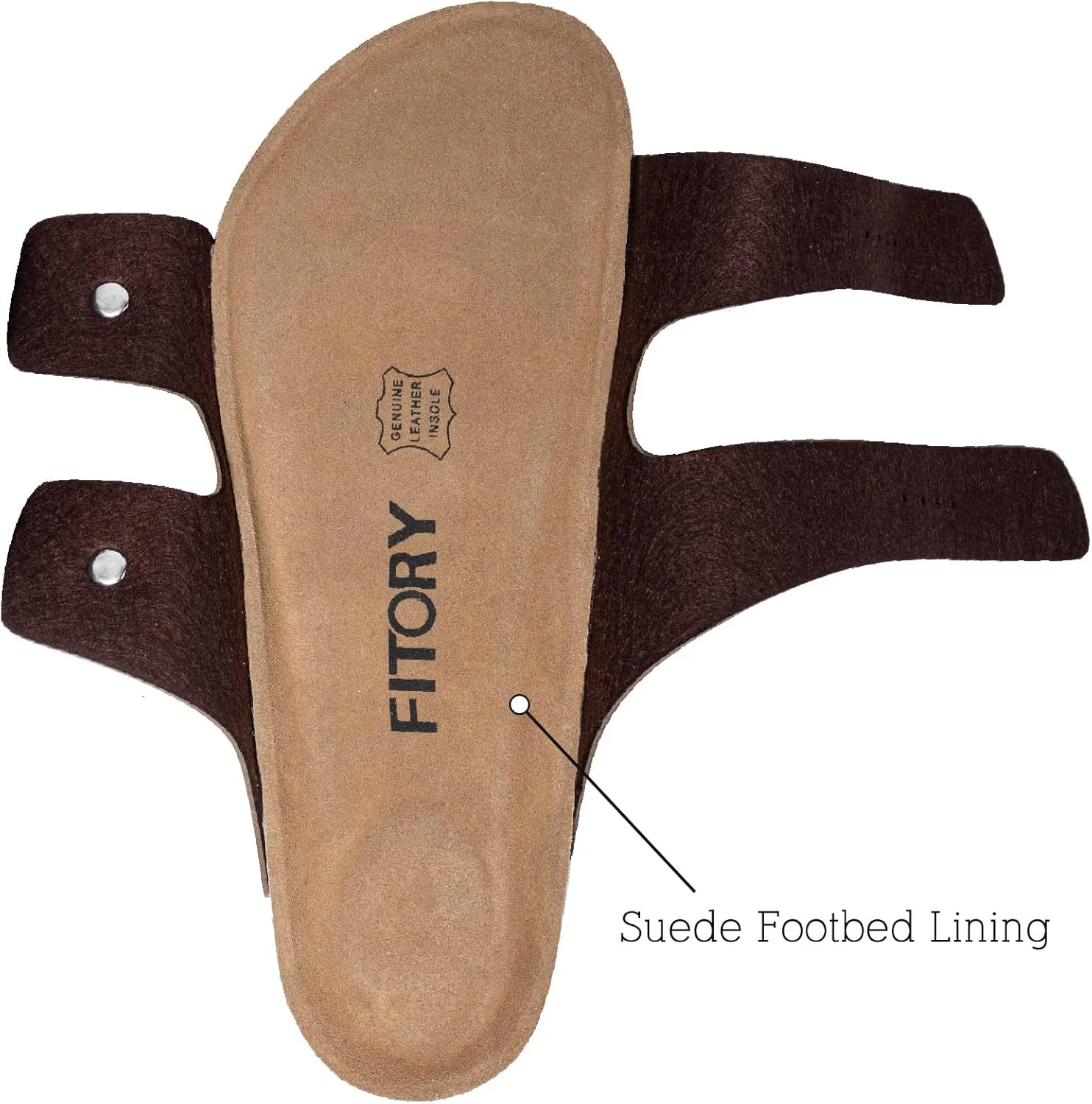 FITORY Mens Leather Insole Sandals with Two Buckles,Open Toe Slides for Indoor and Outdoor Size 7-14.5