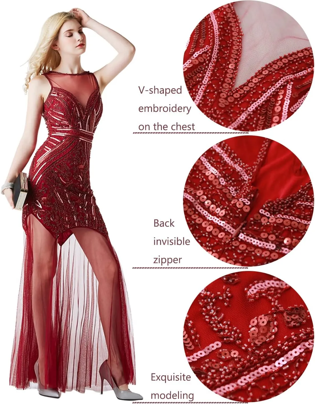 Flapper Dress 1920s Gatsby Dress Sequin Flapper Dresses 20s Roaring Party Harlem Nights Cocktail Evening Gown
