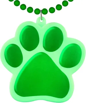 FlashingBlinkyLights Light Up Green Paw Print Charm LED Necklace