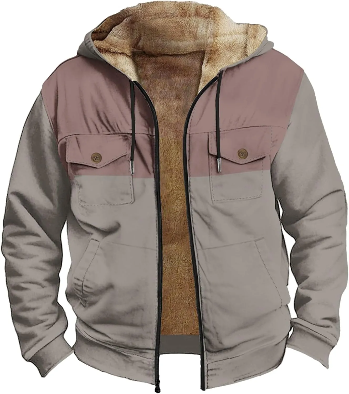 Fleece Jacket Men Cotton Cargo Jacket Winter Sherpa Fleece Lined Coat Shirt Fluffy Pullover Outfits Military Jackets