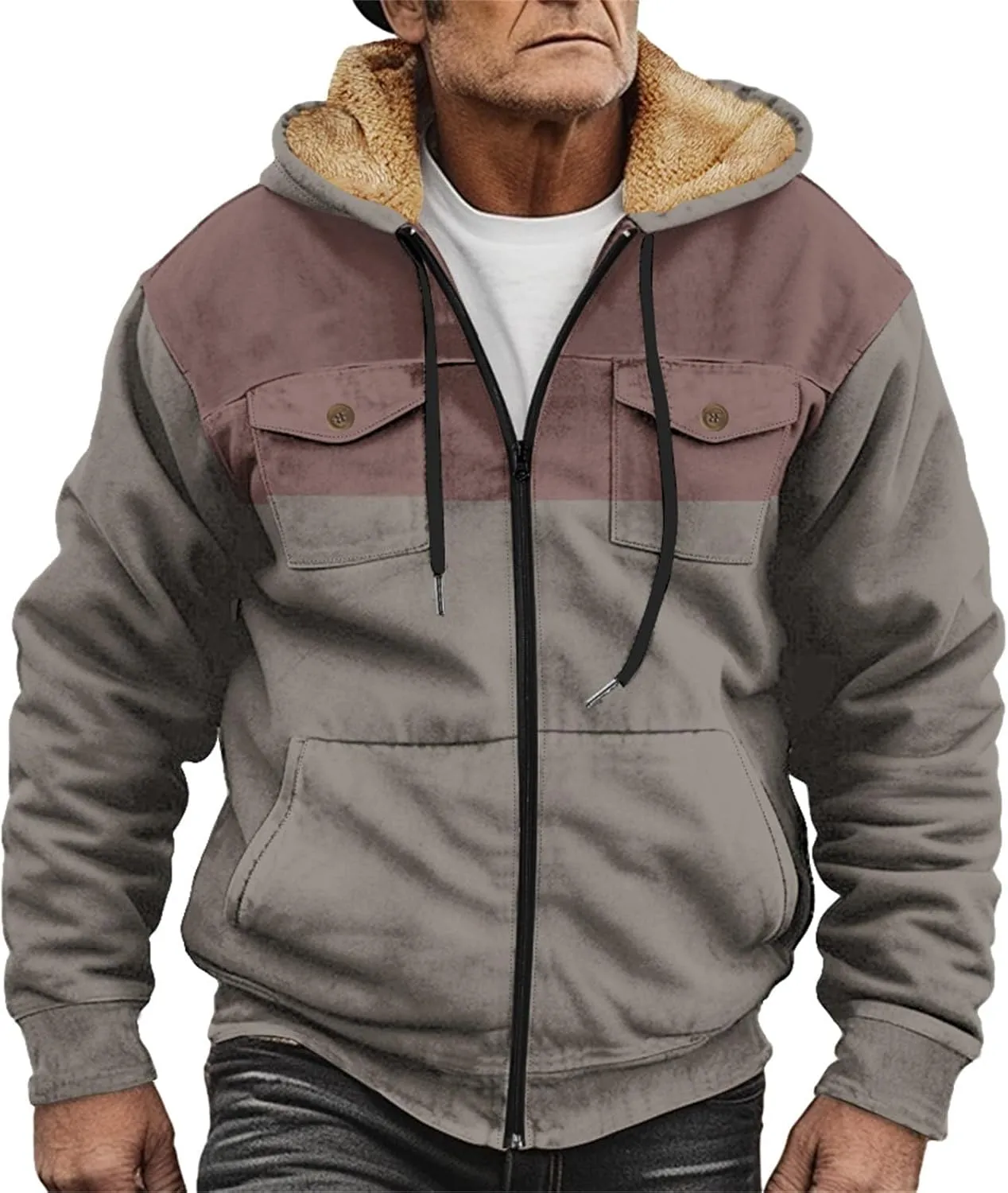 Fleece Jacket Men Cotton Cargo Jacket Winter Sherpa Fleece Lined Coat Shirt Fluffy Pullover Outfits Military Jackets