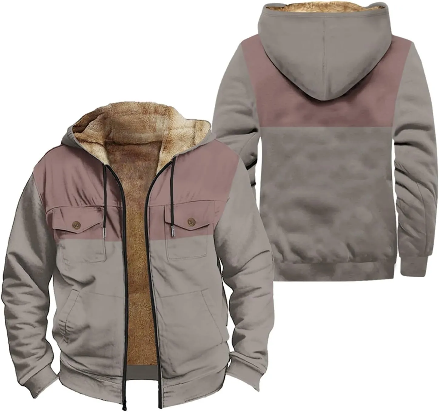 Fleece Jacket Men Cotton Cargo Jacket Winter Sherpa Fleece Lined Coat Shirt Fluffy Pullover Outfits Military Jackets