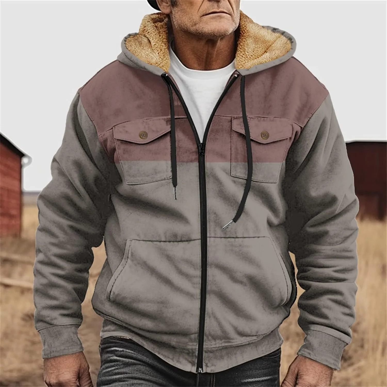 Fleece Jacket Men Cotton Cargo Jacket Winter Sherpa Fleece Lined Coat Shirt Fluffy Pullover Outfits Military Jackets