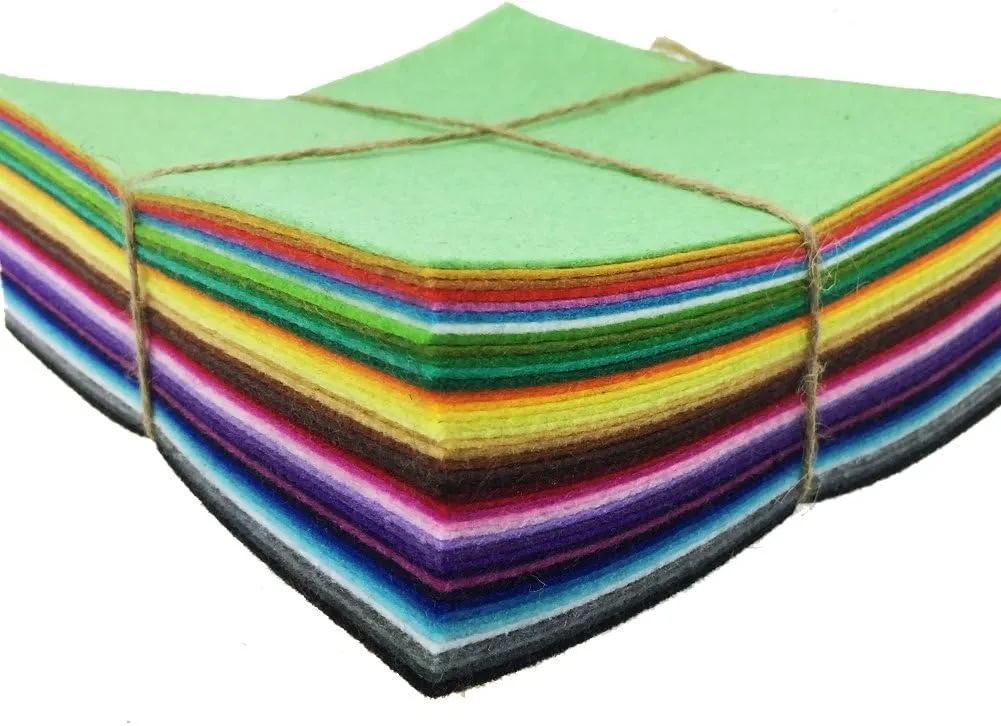 flic-flac 42pcs 12 x 12 inches (30cm*30cm) Felt Fabric Sheet Assorted Color Felt Pack DIY Craft Squares Nonwoven