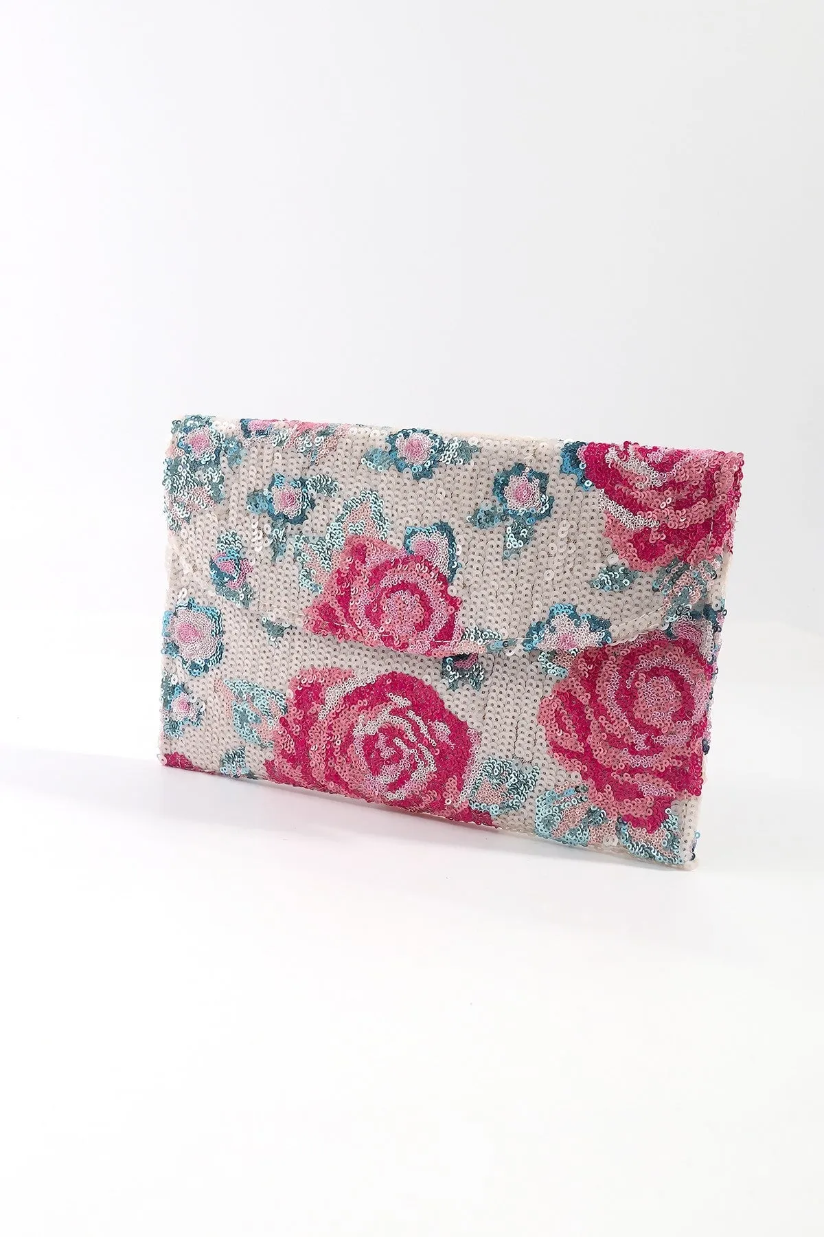 Floral Embellished Clutch in Pink