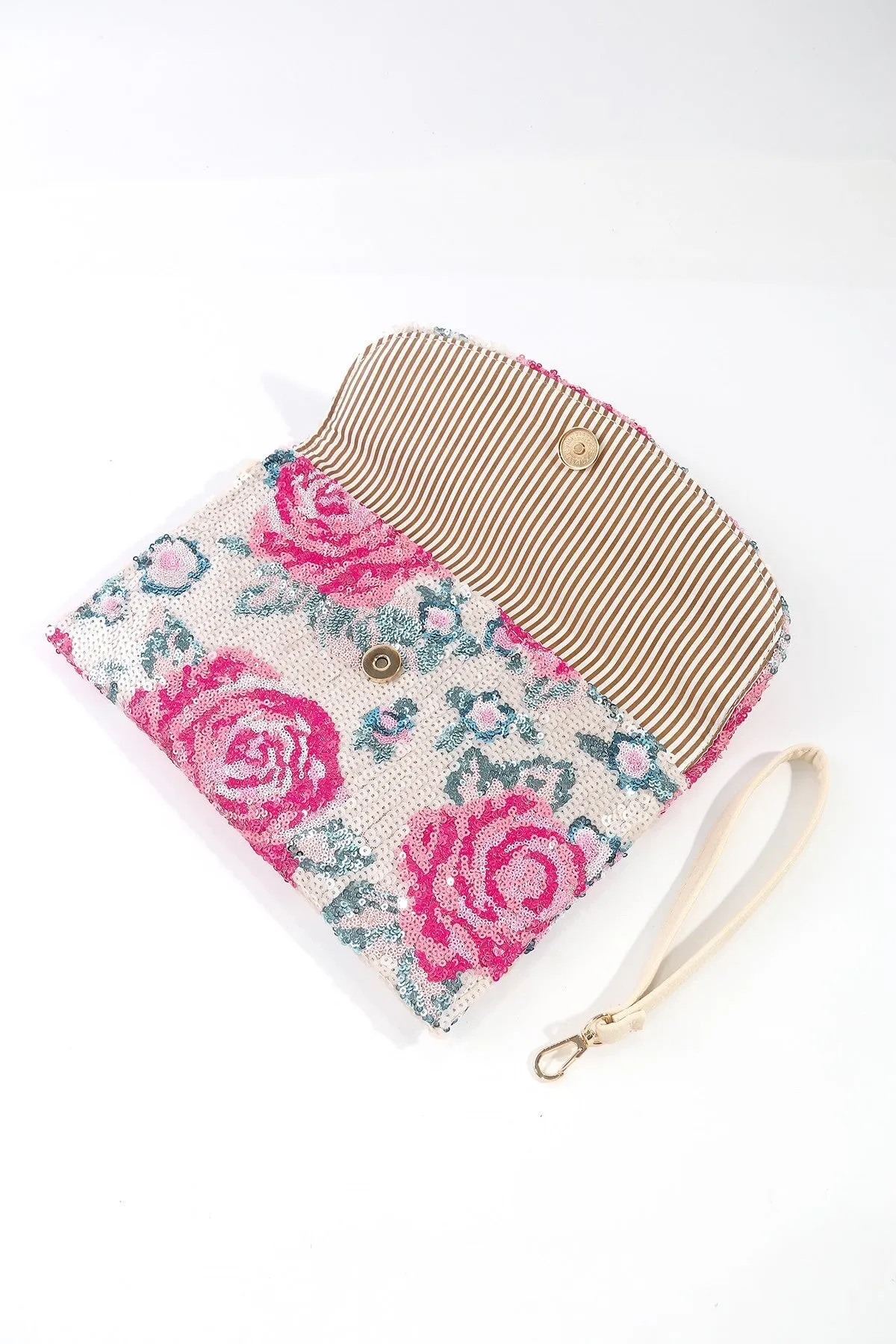 Floral Embellished Clutch in Pink