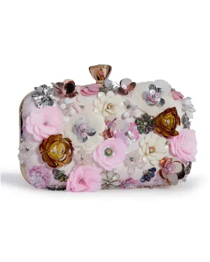 Floral Embellished Clutch Pink