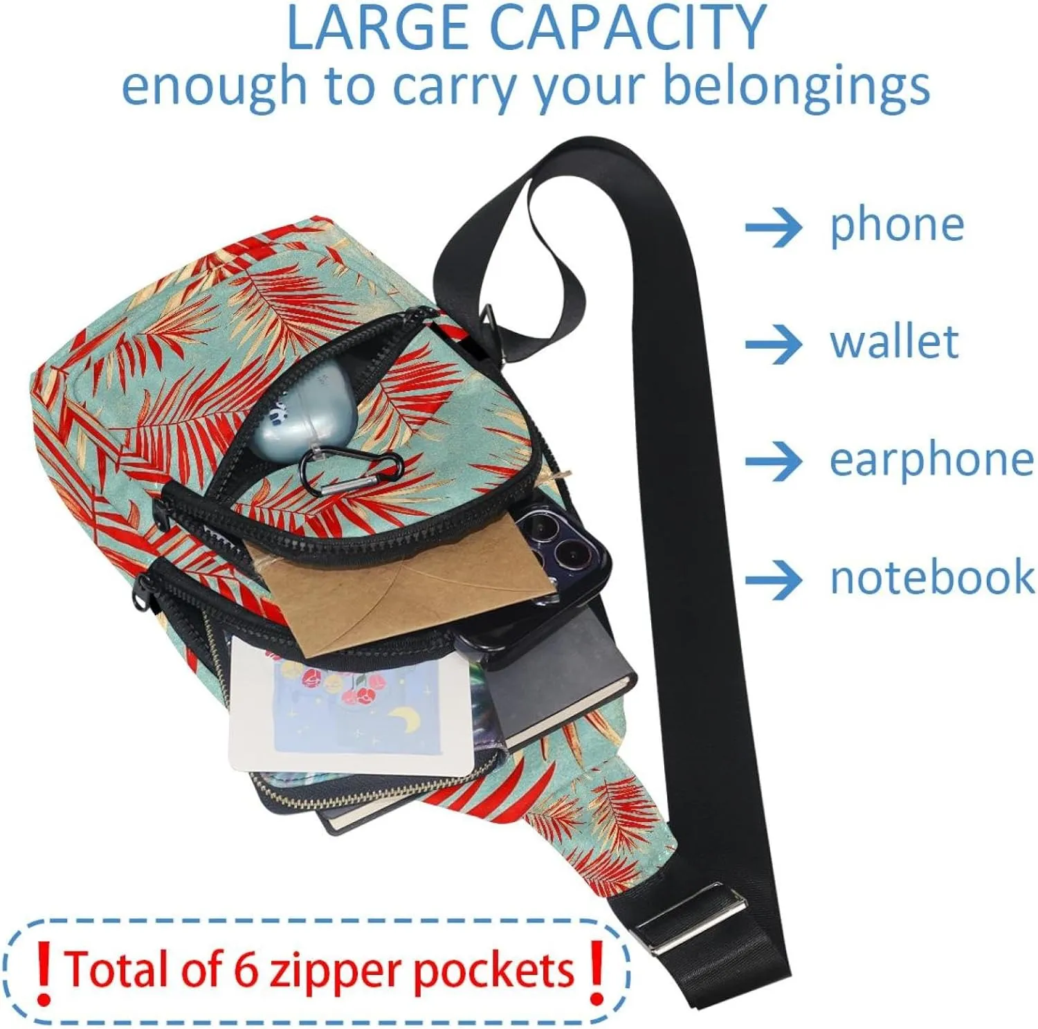 Floral Flower Crossbody Bag with Adjustable Shoulder Strap, Shoulder Bag for Men and Women Sling Backpack for Travel, Cycling, Work, Sport
