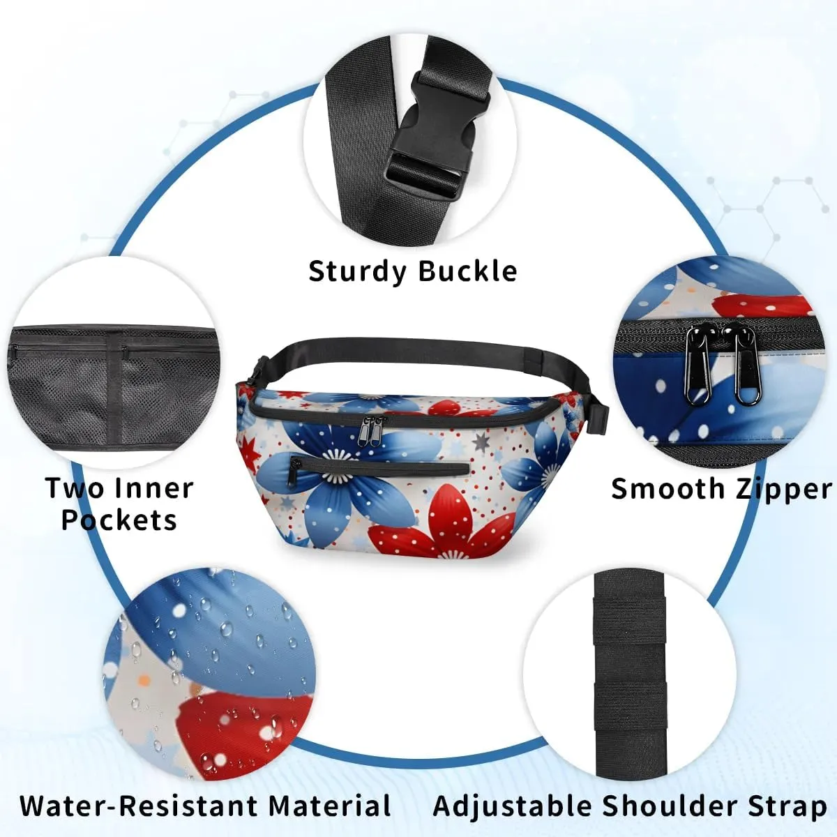 Flower Festival Sling Bag Crossbody Backpack Chest Daypack for Women Sport Travel Hiking Casual Bag Multipurpose Waist Pack With Zipper Closure Adjustable Strap Shoulder Bag