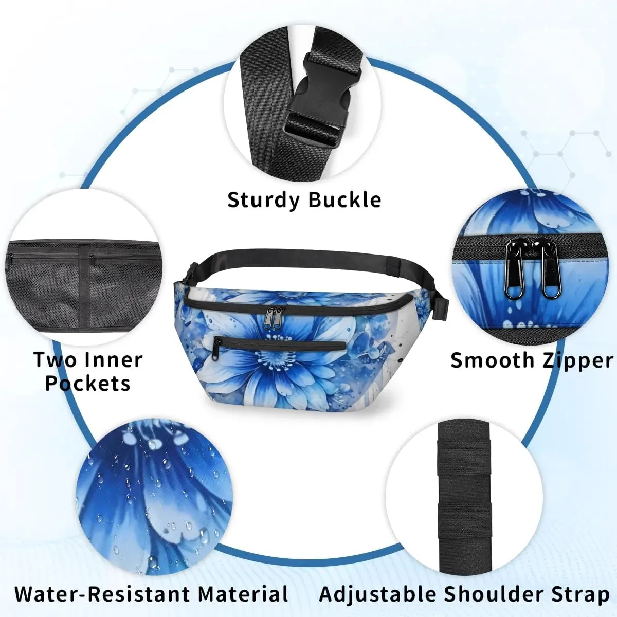 Flower Heart Sling Bag Crossbody Backpack Chest Daypack for Women Sport Travel Hiking Casual Bag Multipurpose Waist Pack With Zipper Closure Adjustable Strap Shoulder Bag