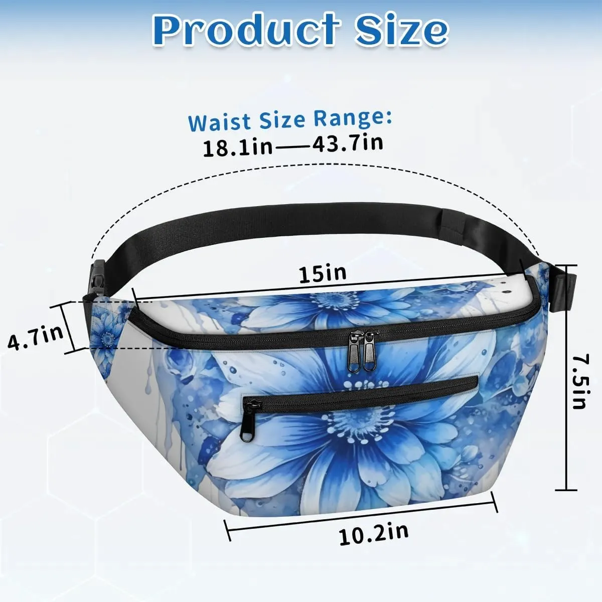 Flower Heart Sling Bag Crossbody Backpack Chest Daypack for Women Sport Travel Hiking Casual Bag Multipurpose Waist Pack With Zipper Closure Adjustable Strap Shoulder Bag