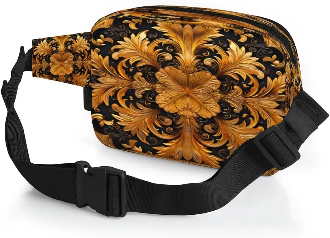 Flowers Retro Boho Patterns Fanny Packs for Women Men Waterproof Waist Bag with Adjustable Strap Belt Bag for Travel Running Hiking