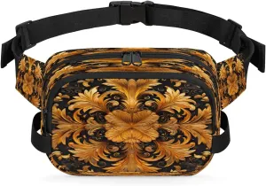 Flowers Retro Boho Patterns Fanny Packs for Women Men Waterproof Waist Bag with Adjustable Strap Belt Bag for Travel Running Hiking