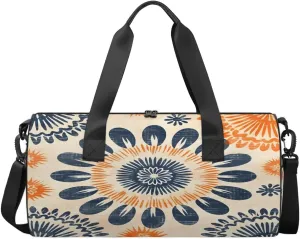 Flowers Village Pattern Travel Gym Bag Waterproof Sport Dance Bag for Women Men Portable Gymnastics Duffel Bags Canvas Tote Carry on Handbag for Workout Overnight Weekender