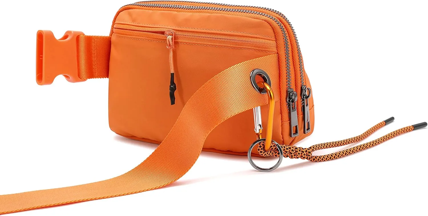 FODOKO Fanny Packs for Women Men, Fashionable Belt Bag Waist Pack for Women with Adjustable Strap, Bum Bag for Running Hiking Travel Workout (Orange)