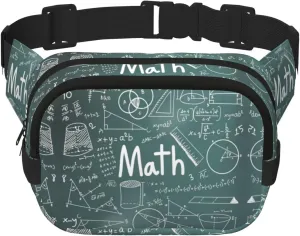 Formulas Shapes Theory Math Lesson Word Print Square Double Layer bag Waist Bag Trendy Pack Travel Bag with Adjustable Bel