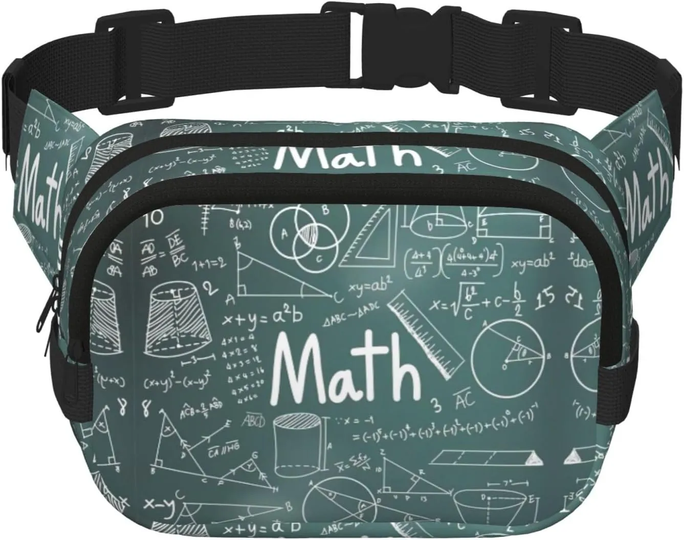 Formulas Shapes Theory Math Lesson Word Print Square Double Layer bag Waist Bag Trendy Pack Travel Bag with Adjustable Bel