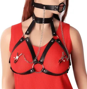 FOTN Body Leather Waist Belt Harness Women Fashion Punk Goth Top Belt Bondage Chest Straps Studded Lingerie BDSM
