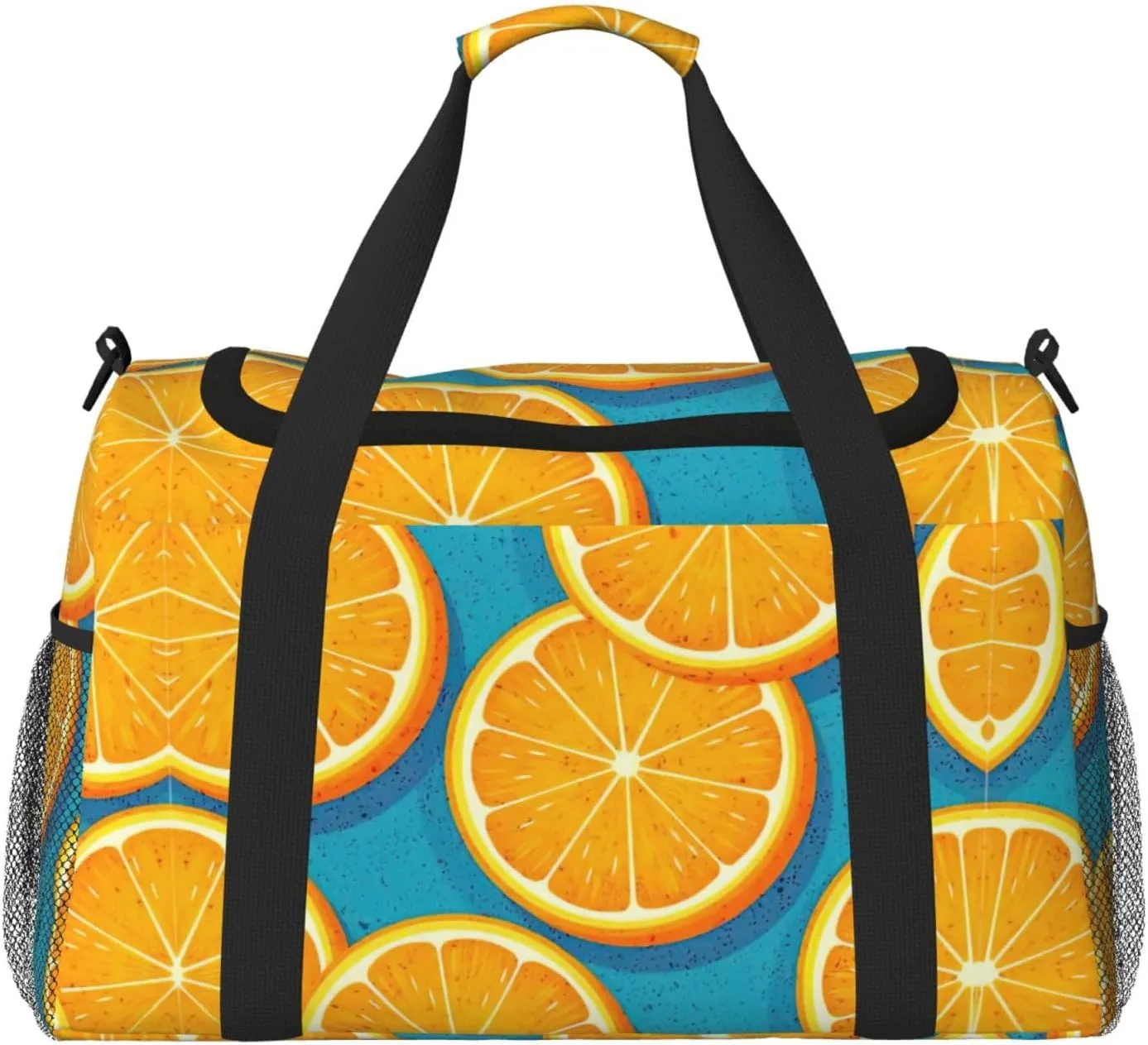 Fresh Orange Fruit print Large Canvas Travel Duffel Bag Weekender Bags for Women Overnight Bag Carry On Tote Bag