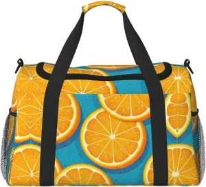 Fresh Orange Fruit print Large Canvas Travel Duffel Bag Weekender Bags for Women Overnight Bag Carry On Tote Bag