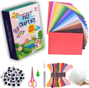 Full Felt Fabric Sheets Craft Kit, 20Pcs 8"x 12" Assorted Color Craft Felt Sheets, with Wiggle Eyes, Embroidery Floss Etc for Crafts DIY, Home Decor, Sewing,School Projects