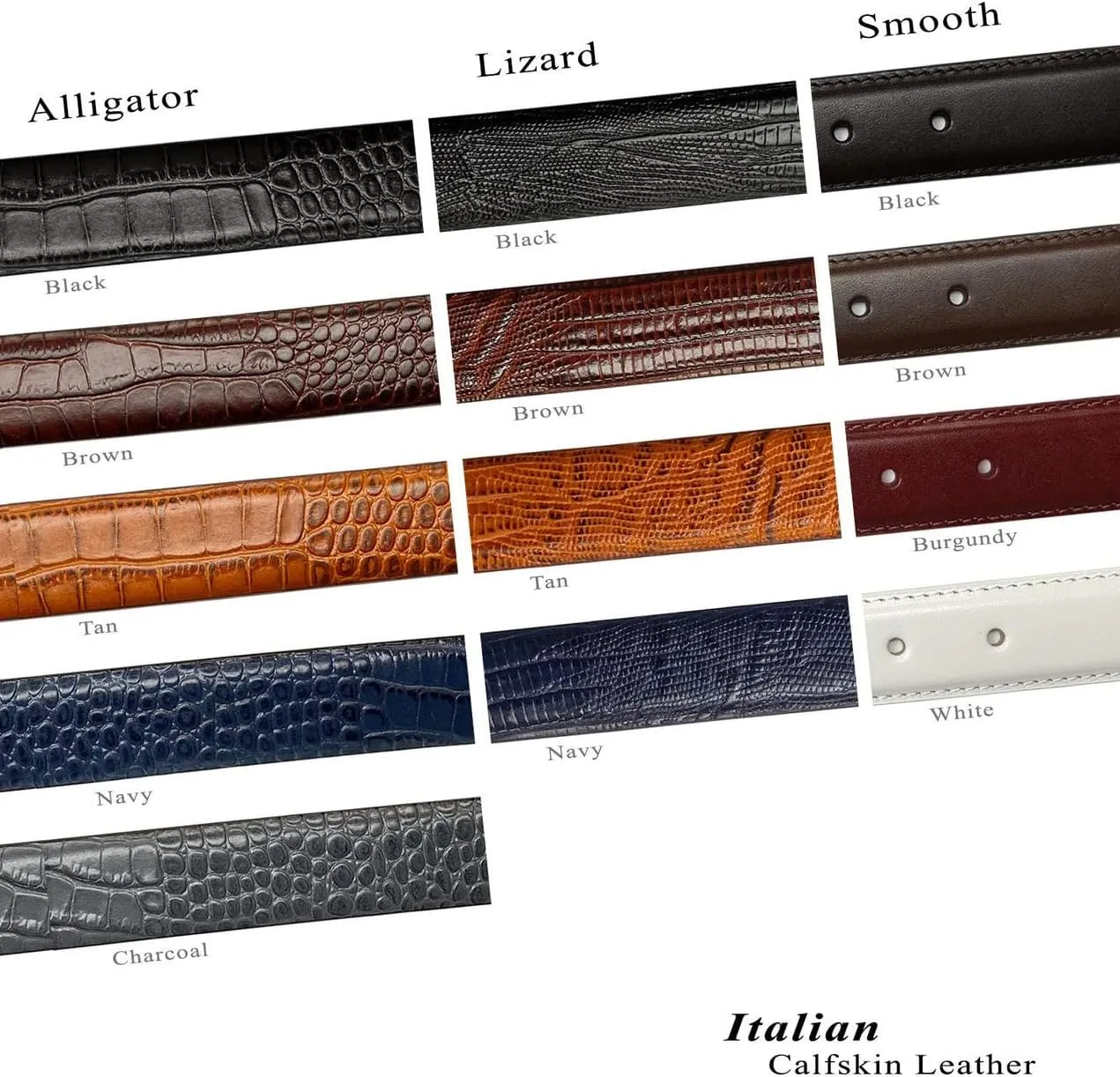Full-Grain Cowhide Genuine Leather Dress Belt Strap with Snaps,1-3/8"(35mm) &1-1/2"(38mm) Wide