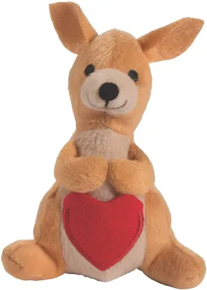 Fun Express Valentine’s Day Kangaroo Plush Stuffed Animal Set - Soft & Cuddly Heart Design - Perfect for Valentine’s Day Gifts Decor Parties & Celebrations - Ideal for Classroom or Event - 12 Pieces