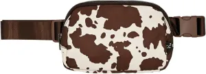 Funky Junque Crossbody Bag Sling Belt Stadium Waist Fanny Concert Bag: Cow Print - Brown