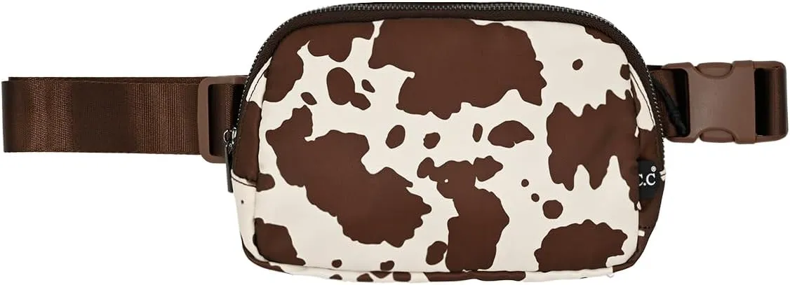 Funky Junque Crossbody Bag Sling Belt Stadium Waist Fanny Concert Bag: Cow Print - Brown