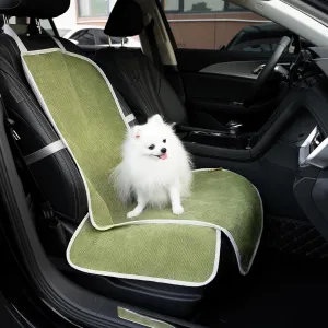 FUNNYFUZZY Chenille Dog Car Seat Cover for Pets, Waterproof Car Seat Protector with Nonslip Bottom, Scratchproof Soft Dog Seat Cover for Car, Truck and SUV, Front Seat(Green, 17.7''W x 18.1''L×21.3"H)