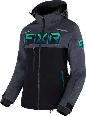 FXR Women's Maverick Snowmobile Jacket 2025 (Black/Mid Heather/Mint Fade - 8)