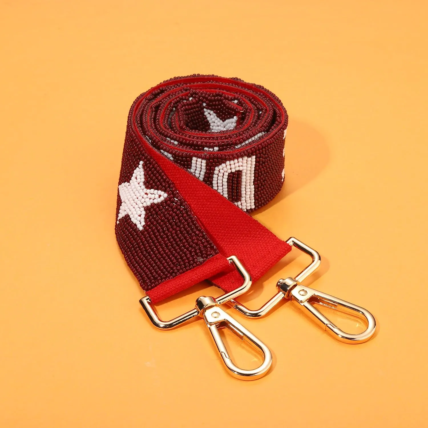 Game Day Purse Straps Replacement Beaded Purse Strap Wide Crossbody Bag Straps Stadium Football Clear Bag Straps Accessories (Burgundy White)