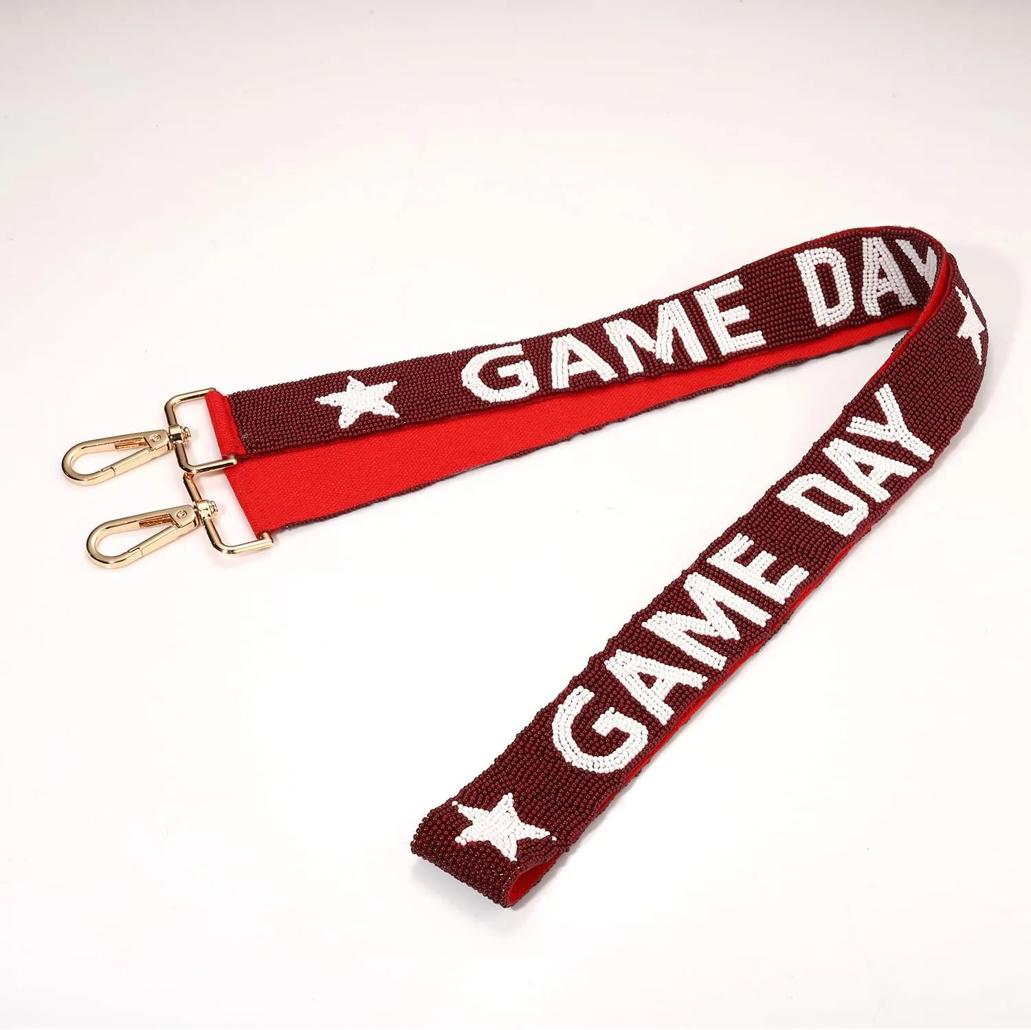 Game Day Purse Straps Replacement Beaded Purse Strap Wide Crossbody Bag Straps Stadium Football Clear Bag Straps Accessories (Burgundy White)