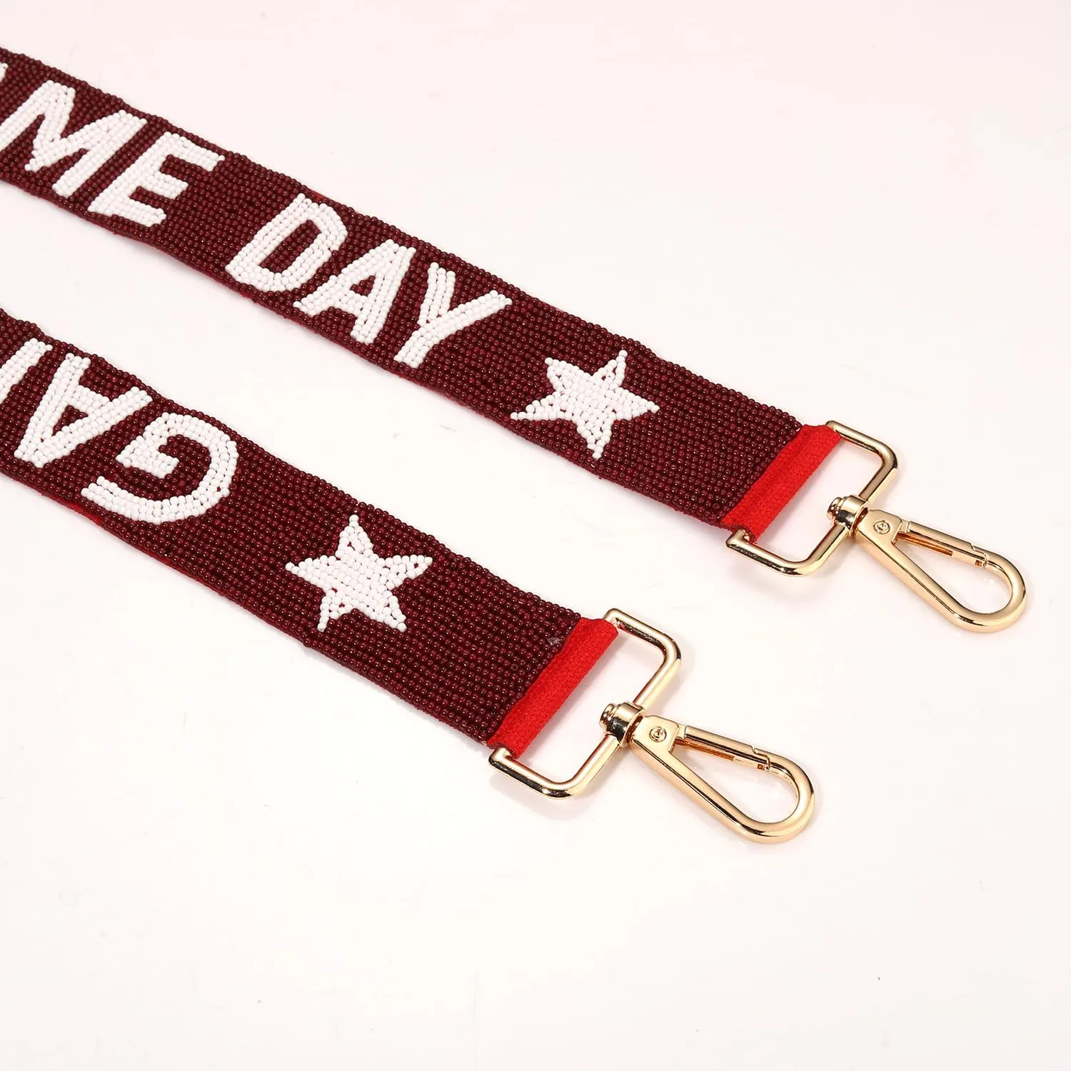Game Day Purse Straps Replacement Beaded Purse Strap Wide Crossbody Bag Straps Stadium Football Clear Bag Straps Accessories (Burgundy White)