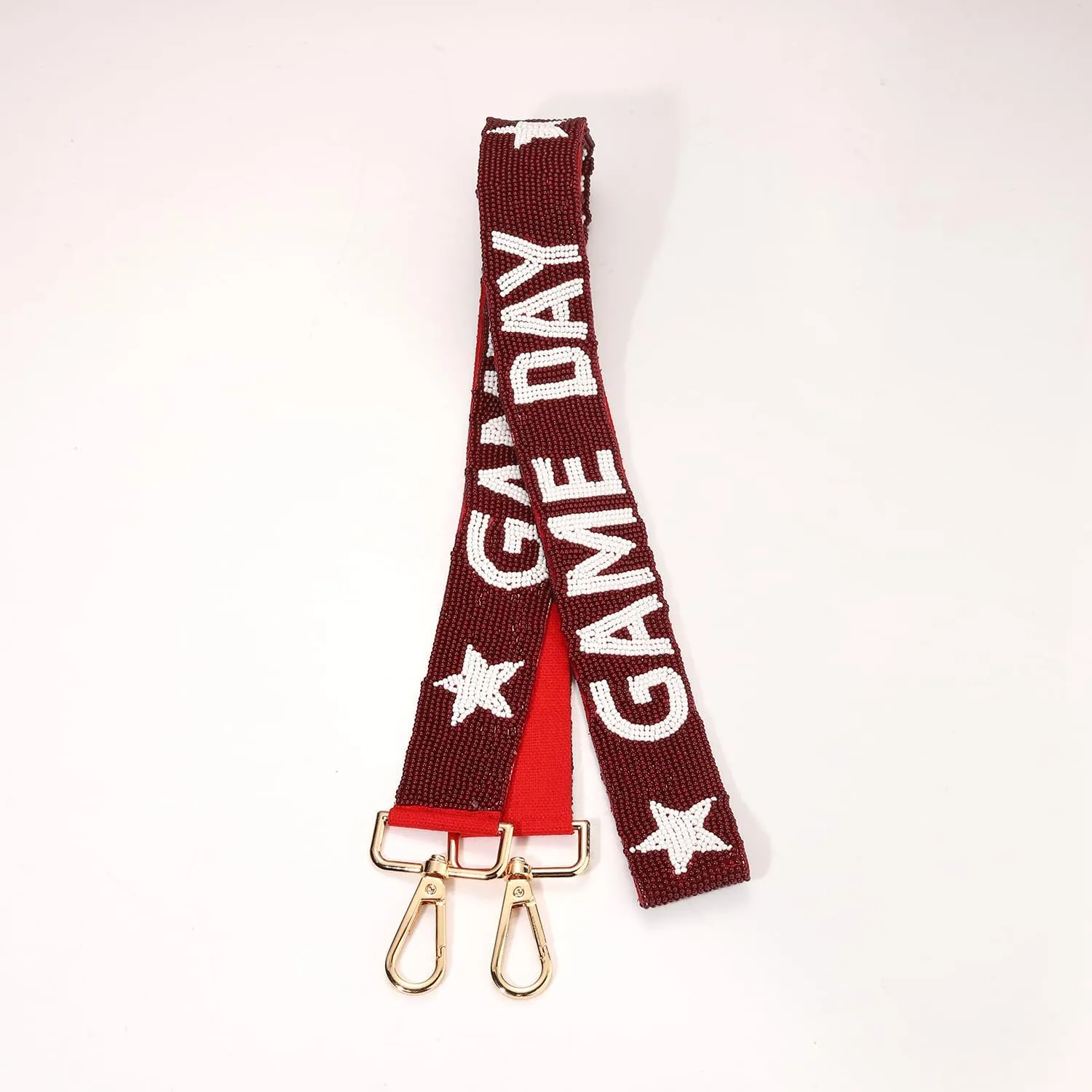 Game Day Purse Straps Replacement Beaded Purse Strap Wide Crossbody Bag Straps Stadium Football Clear Bag Straps Accessories (Burgundy White)