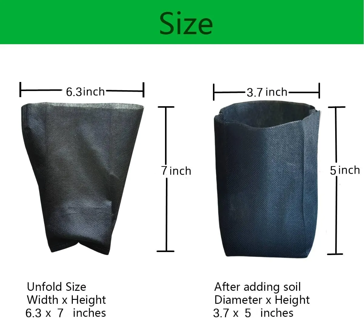 gardtree Plant Nursery Bags 6.3” x 7” 200PCS, Non-Woven Biodegradable Plant Grow Bags Fabric Seedling Starter Bags for Vegetable Flower Fruit Saplings Tree, Home Garden Supply