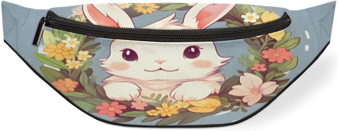 Garland Rabbit Fanny Pack for Women Men Waist Pack Crossbody Bag with Adjustable Belt for Travel Hiking Running Cycling Festivals