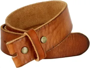 Genuine Full Grain One-Piece 100% Leather Plain Belt Strap with Snaps or Heavy-Duty Strap, 1-1/2" (38mm) Wide